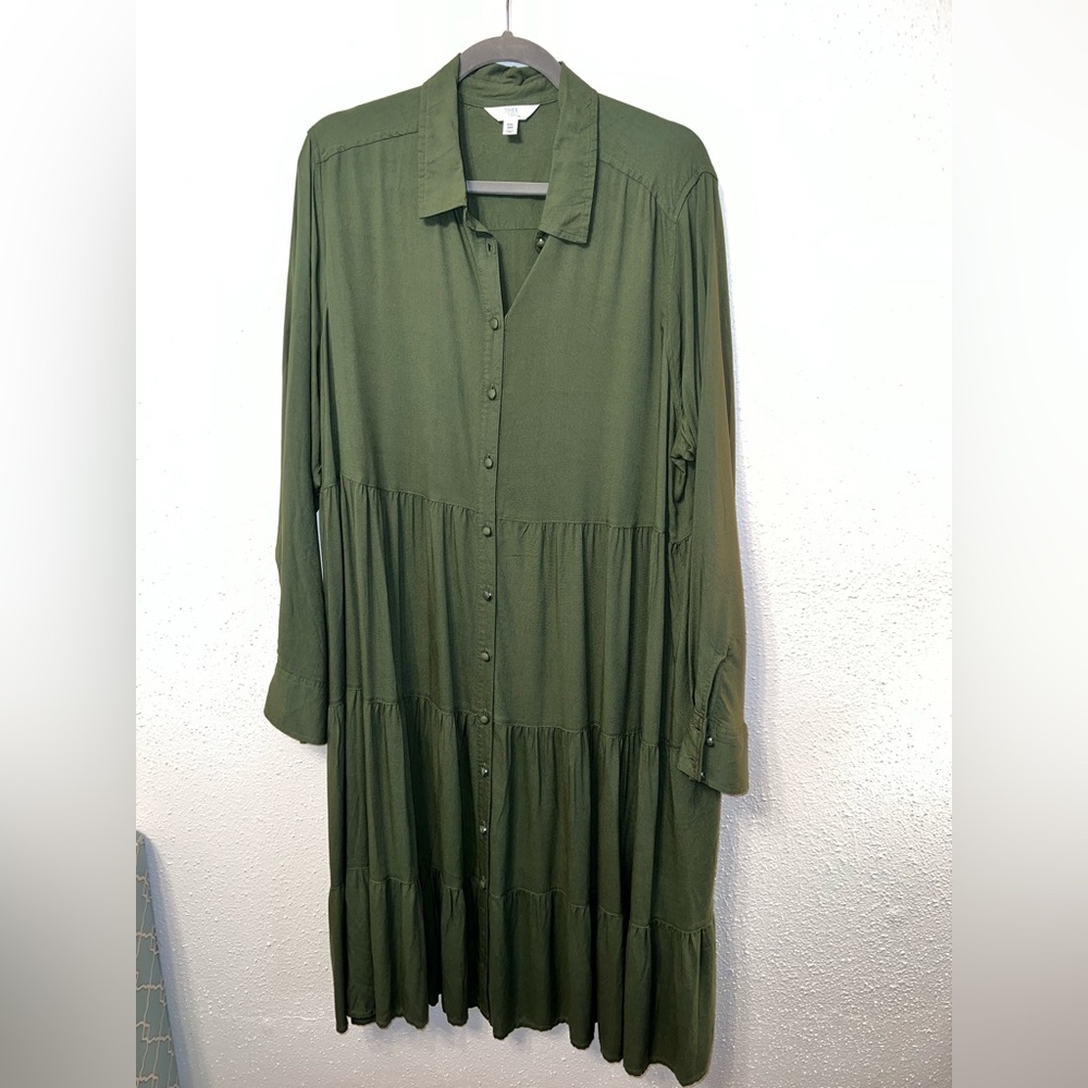 Green XXL Button Down Dress